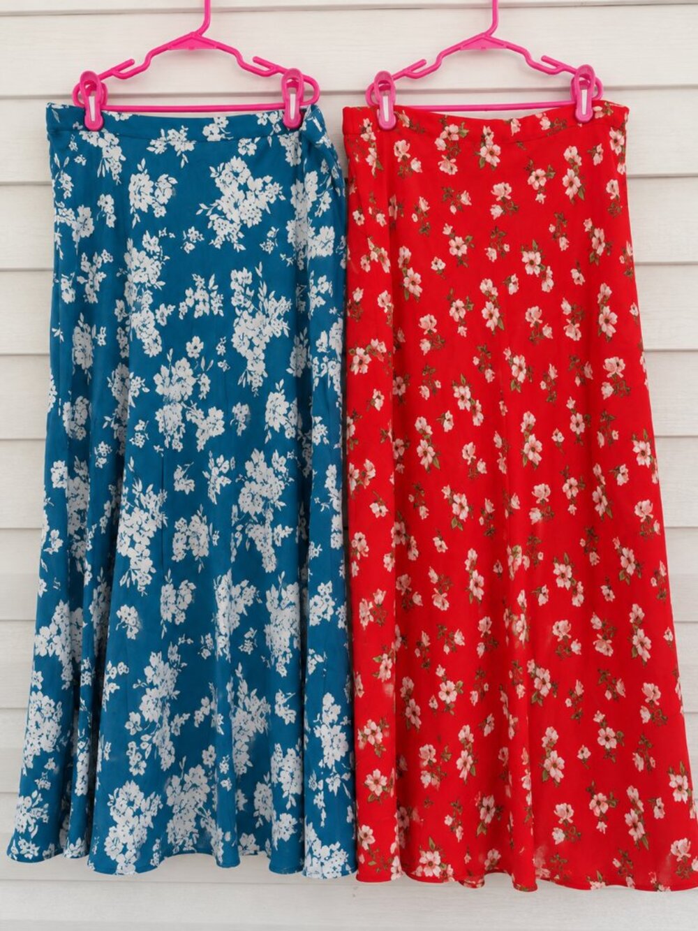 2-Pack Old Navy L Bundle Floral Midi Maxi Skirts Blue Red Cottagecore Boho